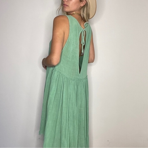 Free People Green Raw Hem Swing Dress - Picture 8 of 12
